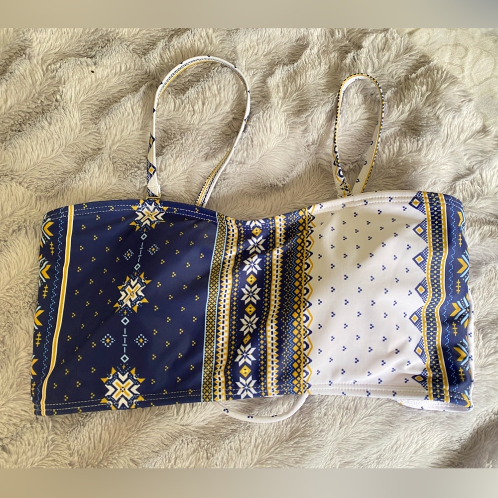 3/$15 tribal lace up bikini top adjustable straps removable padding